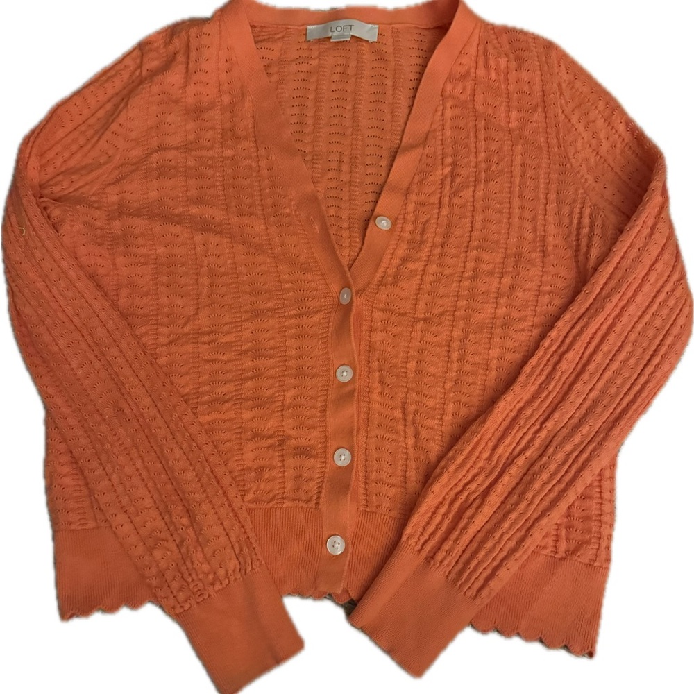 LOFT Women's Vibrant Orange Cardigan